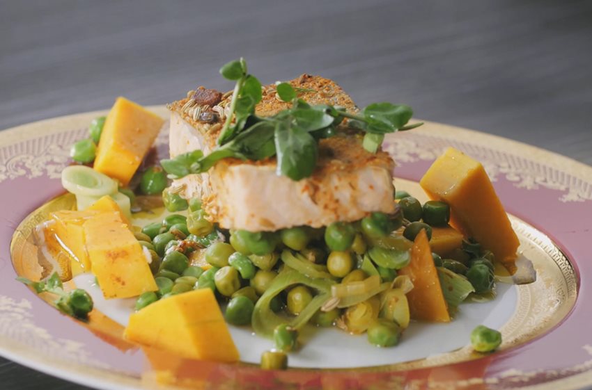 Losos na zelenině s dýní Losos na zelenině s dýní